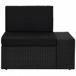 5-tlg. Garten-Lounge-Set mit Kissen Schwarz Poly Rattan