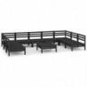 10-tlg. Garten-Lounge-Set Schwarz Massivholz Kiefer