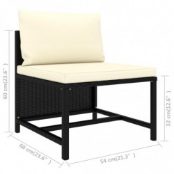 9-tlg. Garten-Lounge-Set mit Kissen Poly Rattan Schwarz