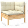 7-tlg. Garten-Lounge-Set mit Creme Kissen Massivholz Kiefer