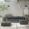 5-tlg. Garten-Lounge-Set Heidi mit Auflagen Poly Rattan Grau