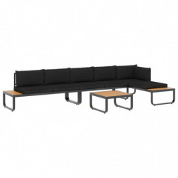 4-tlg. Garten-Ecksofa-Set mit Auflagen Aluminium und WPC