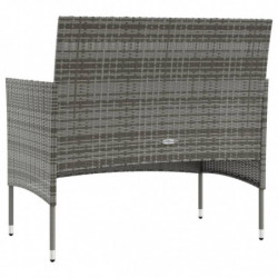 8-tlg. Garten-Lounge-Set Pam mit Auflagen Poly Rattan Grau