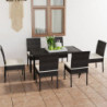 7-tlg. Garten-Essgruppe Poly Rattan Schwarz