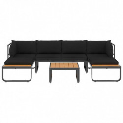 4-tlg. Garten-Ecksofa-Set mit Auflagen Aluminium und WPC