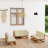 6-tlg. Garten-Lounge-Set mit Kissen Kiefer Massivholz