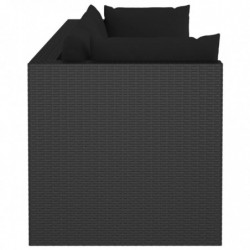 4-tlg. Garten-Lounge-Set mit Kissen Poly Rattan Schwarz