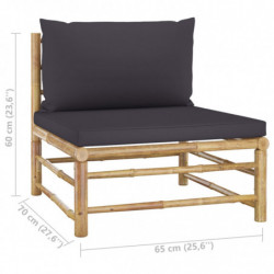 5-tlg. Garten-Lounge-Set mit Dunkelgrauen Kissen Bambus