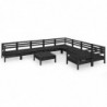 10-tlg. Garten-Lounge-Set Schwarz Massivholz Kiefer