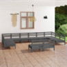 12-tlg. Garten-Lounge-Set Grau Massivholz Kiefer