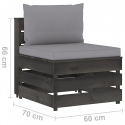4-Sitzer-Gartensofa mit Kissen Grau Imprägniertes Holz