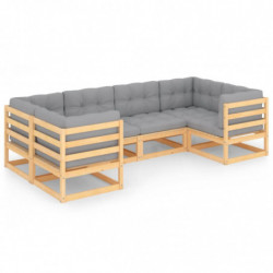 6-tlg. Garten-Lounge-Set mit Kissen Kiefer Massivholz