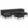 7-tlg. Garten-Lounge-Set Momilani mit Auflagen Poly Rattan Schwarz