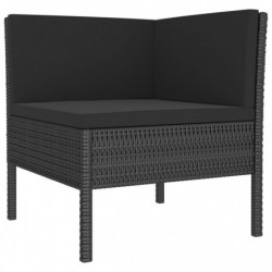 7-tlg. Garten-Lounge-Set Momilani mit Auflagen Poly Rattan Schwarz