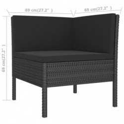 7-tlg. Garten-Lounge-Set Momilani mit Auflagen Poly Rattan Schwarz