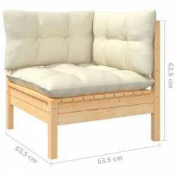 7-tlg. Garten-Lounge-Set mit Creme Kissen Massivholz Kiefer