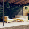 8-tlg. Garten-Lounge-Set mit Creme Kissen Kiefernholz