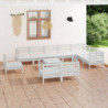 11-tlg. Garten-Lounge-Set Massivholz Kiefer Weiß