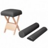 Massage-Klapphocker 12 cm Dicker Sitz + 2 Nackenrollen Schwarz