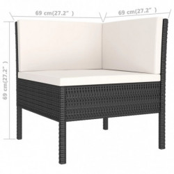 7-tlg. Garten-Lounge-Set Monteaura mit Auflagen Poly Rattan Schwarz