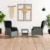 3-tlg. Garten-Lounge-Set mit Auflagen Poly Rattan Hellgrau