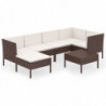 7-tlg. Garten-Lounge-Set mit Auflagen Poly Rattan Braun