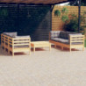 7-tlg. Garten-Lounge-Set mit Grauen Kissen Kiefernholz