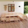 12-tlg. Garten-Lounge-Set Massivholz Kiefer