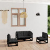 4-tlg. Garten-Lounge-Set mit Kissen Massivholz Kiefer