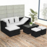 4-tlg. Garten-Lounge-Set Feivel mit Auflagen Poly Rattan Schwarz