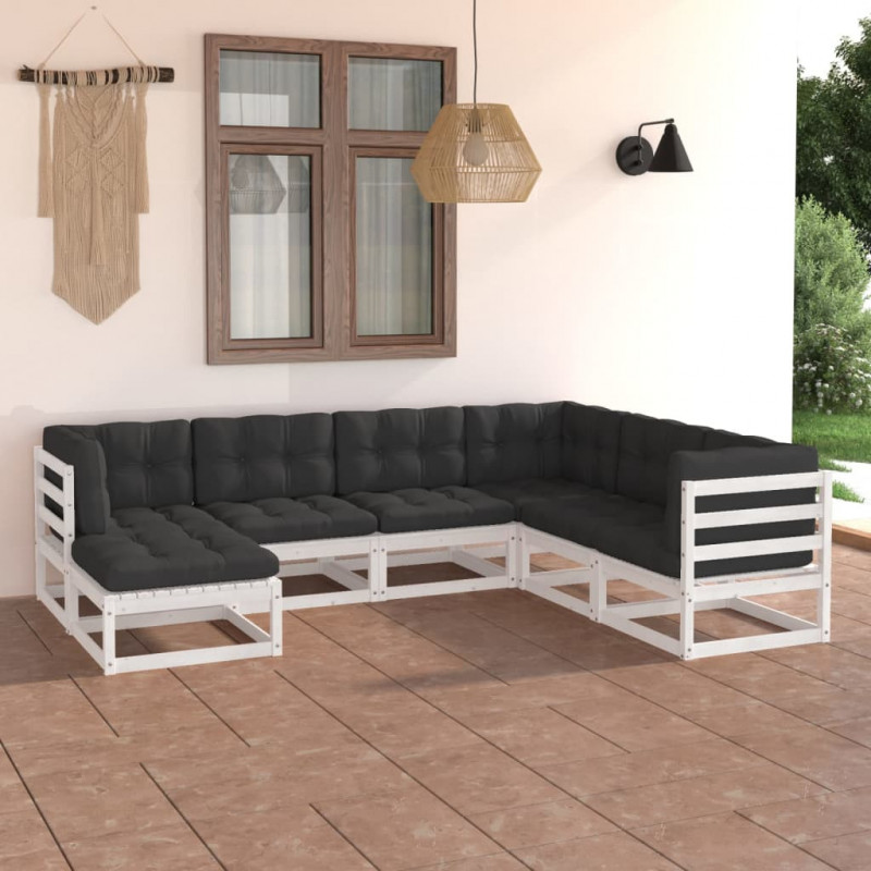 7-tlg. Garten-Lounge-Set Mylene mit Kissen Kiefer Massivholz