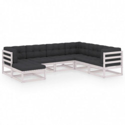 7-tlg. Garten-Lounge-Set Mylene mit Kissen Kiefer Massivholz