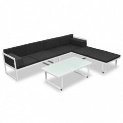 4-tlg. Garten-Lounge-Set mit Auflagen Aluminium Schwarz