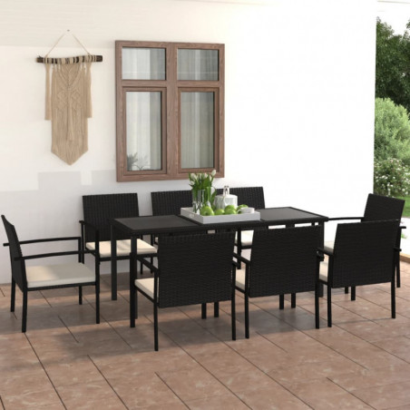 9-tlg. Garten-Essgruppe Raimo Poly Rattan Schwarz