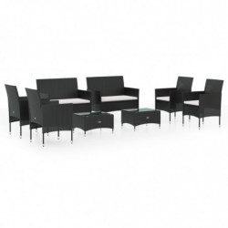 8-tlg. Garten-Lounge-Set Pamuk mit Auflagen Poly Rattan Schwarz