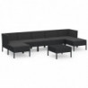 8-tlg. Garten-Lounge-Set Pan mit Auflagen Poly Rattan Schwarz