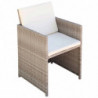 9-tlg. Garten-Essgruppe Rico mit Auflagen Poly Rattan Beige