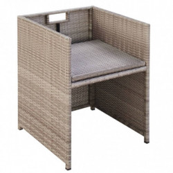 9-tlg. Garten-Essgruppe Rico mit Auflagen Poly Rattan Beige