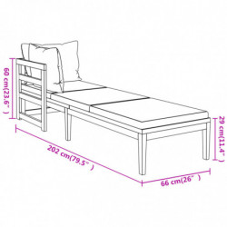Sonnenliegen mit Cremeweißen Kissen 2 Stk. Akazienholz