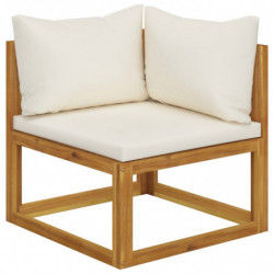 6-tlg. Garten-Lounge-Set mit Auflagen Creme Massivholz Akazie