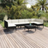 8-tlg. Garten-Lounge-Set Panja mit Auflagen Poly Rattan Schwarz