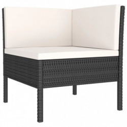 8-tlg. Garten-Lounge-Set Panja mit Auflagen Poly Rattan Schwarz