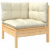 8-tlg. Garten-Lounge-Set mit Creme Kissen Massivholz Kiefer