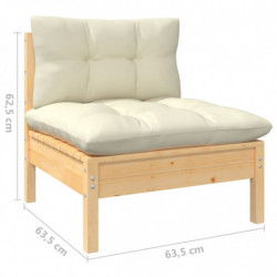 8-tlg. Garten-Lounge-Set mit Creme Kissen Massivholz Kiefer