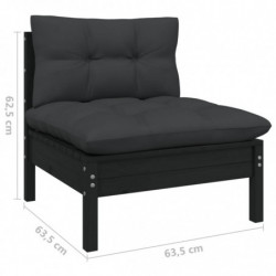 8-tlg. Garten-Lounge-Set mit Kissen Schwarz Kiefernholz