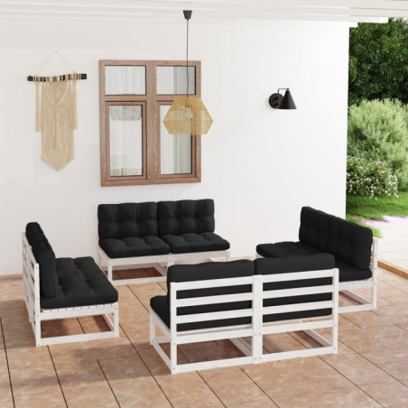 8-tlg. Garten-Lounge-Set mit Kissen Kiefer Massivholz