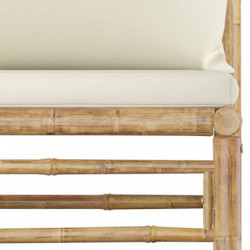 4-tlg. Garten-Lounge-Set Faizar mit Cremeweißen Kissen Bambus
