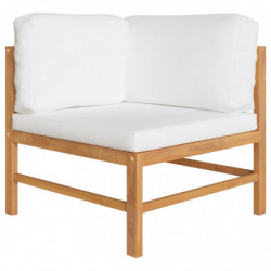 6-tlg. Garten-Lounge-Set mit Creme Kissen Massivholz Teak