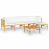 6-tlg. Garten-Lounge-Set mit Creme Kissen Massivholz Teak