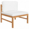 6-tlg. Garten-Lounge-Set mit Creme Kissen Massivholz Teak